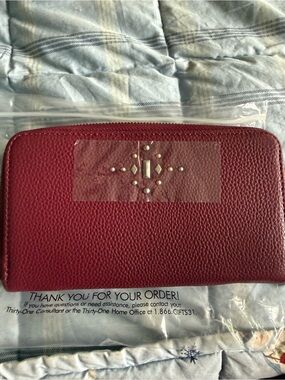 thirty-one Wine Zip-Around Wallet with Stud Detail